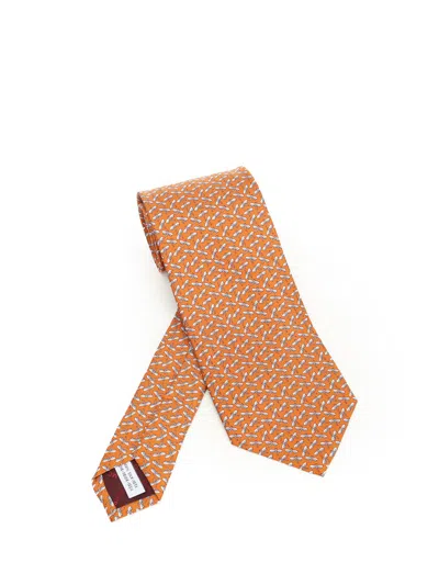 Ferragamo Silk Tie Ties And Bow Ties Orange In Yellow