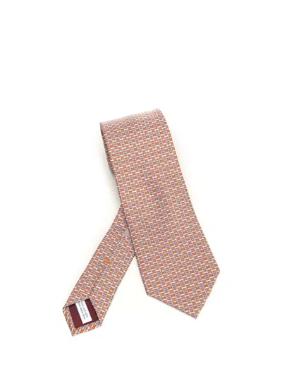 Ferragamo Silk Tie Ties And Bow Ties Red In Neutral