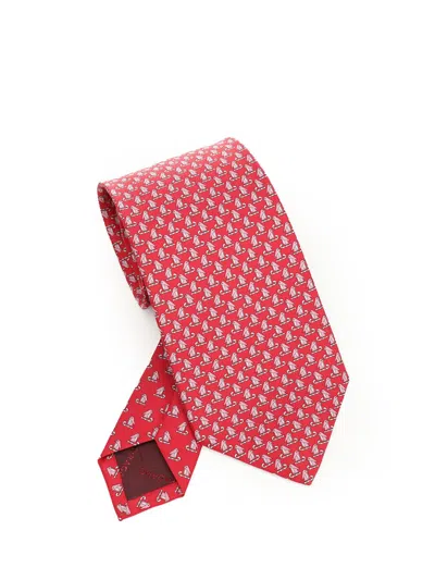 Ferragamo Silk Tie Ties And Bow Ties Red In Multi