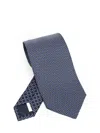 Ferragamo Silk Tie With Gancini And Hearts Print In Blue