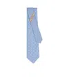 Ferragamo Silk Tie With Golf And Gancini In Blue