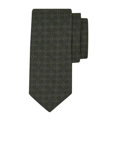 Ferragamo Silk Tie With Micro-print In Yellow