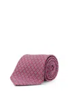 Ferragamo Silk Tie With Tetris Print In Pink