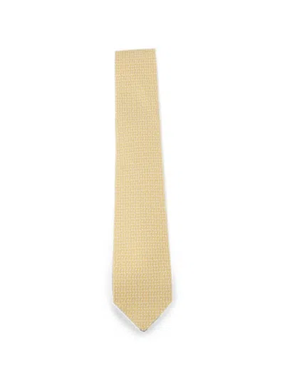Pre-owned Ferragamo Silk Tie In Yellow