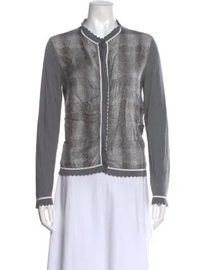 Pre-owned Ferragamo Silk Tie-dye Print Sweater In Gray