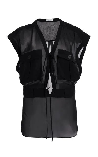 Ferragamo Silk Top In Black