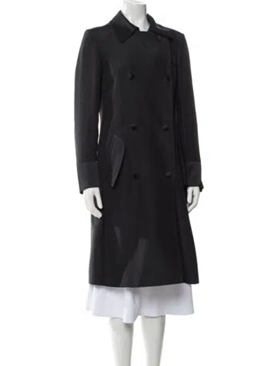 Pre-owned Ferragamo Silk Trench Coat In Blue