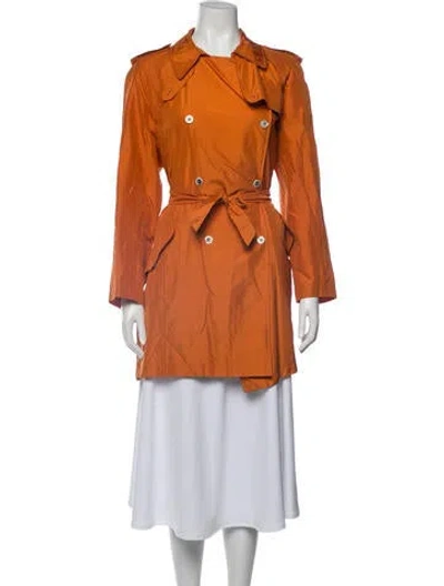 Pre-owned Ferragamo Silk Trench Coat In Orange