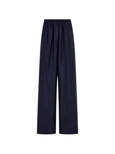 Ferragamo Pantalon En Soie Bleu In Blue
