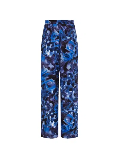 Ferragamo Silk Trousers In Blue