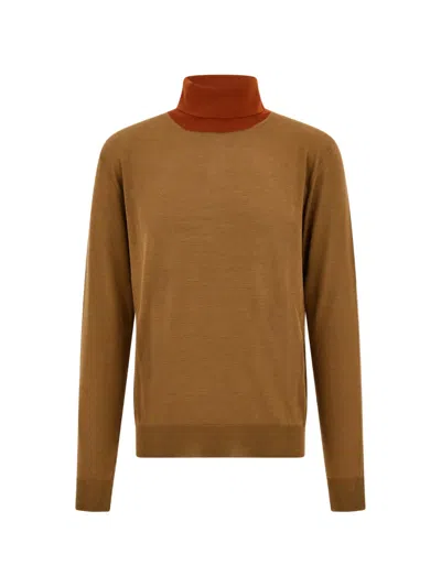 Ferragamo Silk Turtleneck In Brown