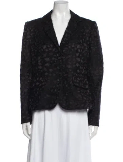 Pre-owned Ferragamo Silk Tweed Pattern Jacket In Black