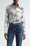 Ferragamo Silk Shirt In White/ Nero