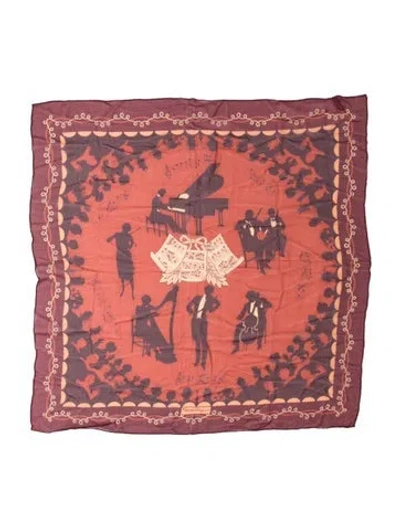 Pre-owned Ferragamo Silk Vintage Scarf In Burgundy