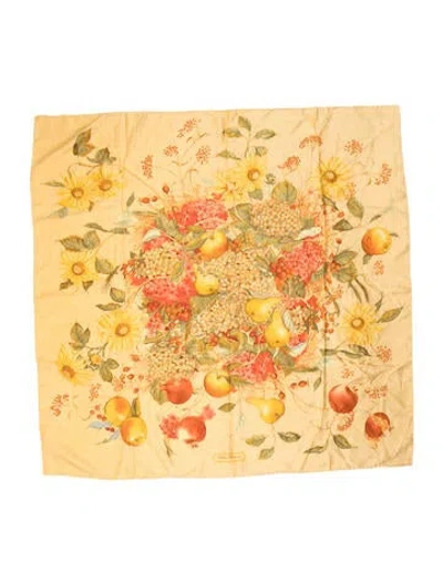 Pre-owned Ferragamo Silk Vintage Scarf In Yellow