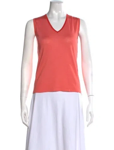 Pre-owned Ferragamo Silk V-neck Top In Orange