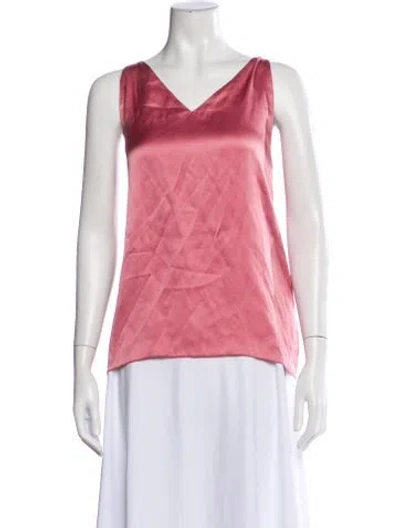 Pre-owned Ferragamo Silk V-neck Top In Pink