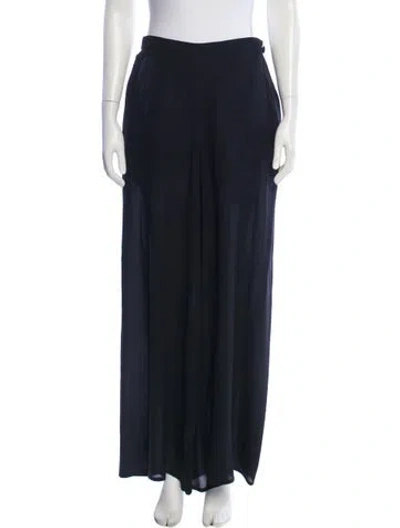 Pre-owned Ferragamo Silk Wide Leg Pants In Black