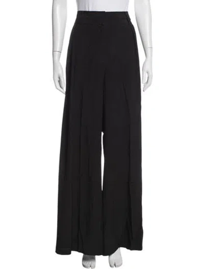 Pre-owned Ferragamo Silk Wide Leg Pants In Black