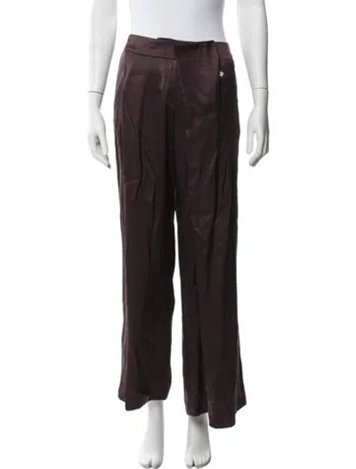 Pre-owned Ferragamo Silk Wide Leg Pants In Brown