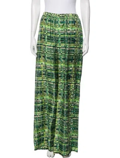 Pre-owned Ferragamo Silk Wide Leg Pants W/ Tags In Green