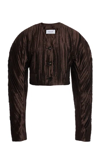 Ferragamo Silk-blend Single-breasted Jacket In Brown