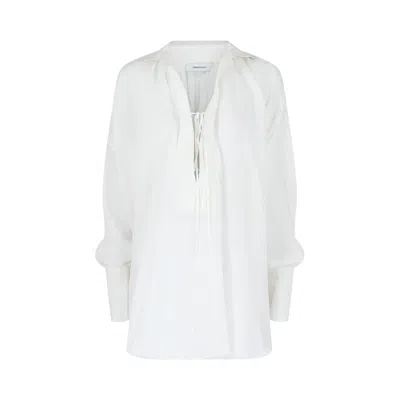 Pre-owned Ferragamo Silk-blend Tunic Top 'white' | Women's Size S