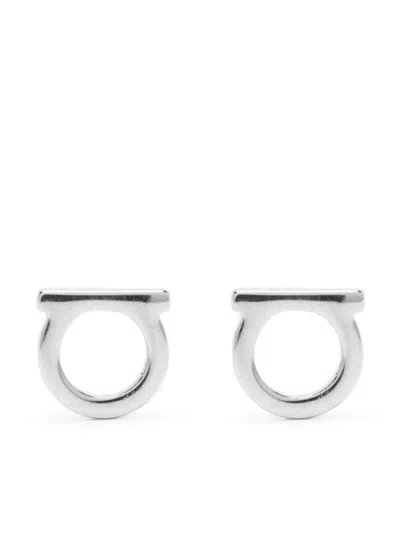 FERRAGAMO SILVER-COLORED GANCINI EARRINGS IN BRASS WOMAN