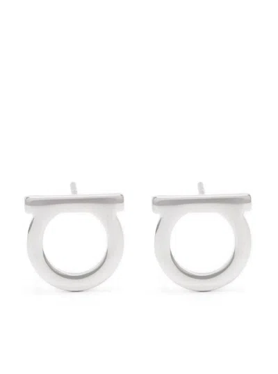 Ferragamo Silver-colored Gancini Earrings In Brass Woman In Metallic