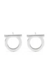 Ferragamo Gancini Stud Earrings With Glossy Gold Finish In Metallic