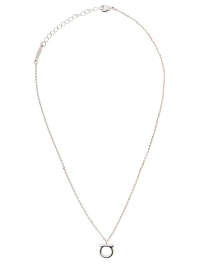 Ferragamo Silver-colored Necklace With Gancini Charm In Brass Woman In Metallic
