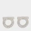 Ferragamo Silver Earrings With Rhinestone Embellishment In Silver