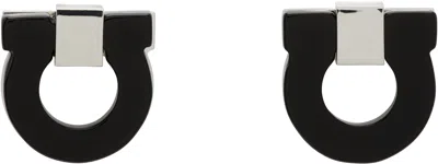 Ferragamo Silver Gancini Cuff Links In Gem Onice+palladio