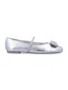 Ferragamo Zina Silver Ballerinas In Silver