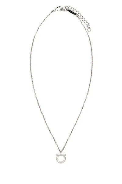 Ferragamo Silver Logo Pendant Necklace