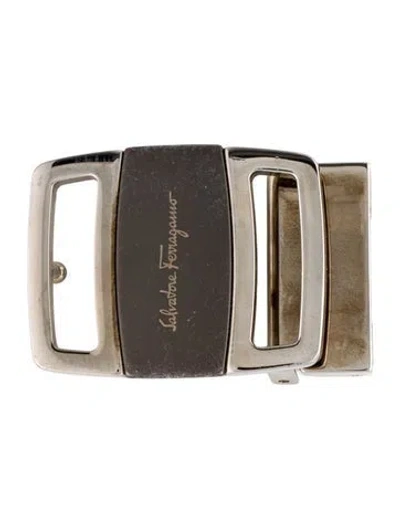 Pre-owned Ferragamo Silver-tone Cutout Belt Buckle