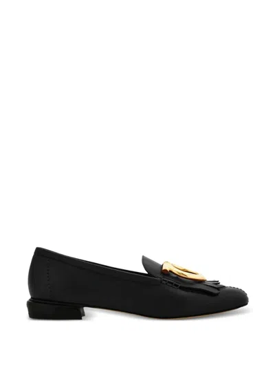 Ferragamo Silvy Fringed Gancio Loafers In Black