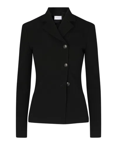 Ferragamo Single Breasted Wool-blend Blazer In Black