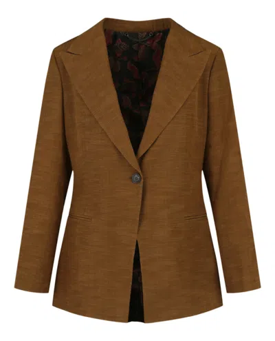 Ferragamo Single Breasted Blazer In Brown