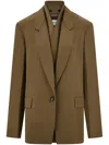 Ferragamo Double Lapel Blazer In Brown