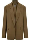 Ferragamo Double Lapel Blazer In Brown