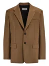 Ferragamo Single Breasted Flannel Blazer In Brown