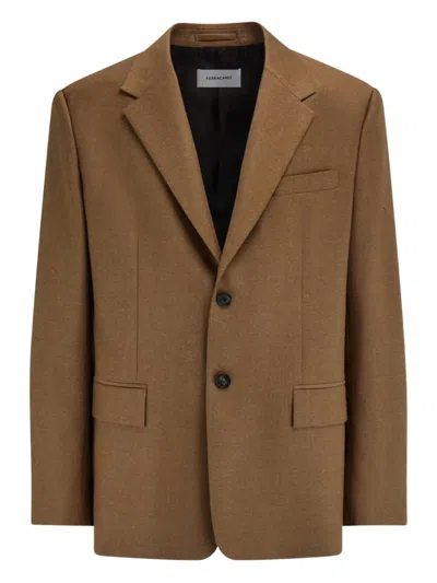 Ferragamo Single Breasted Flannel Blazer In Brown