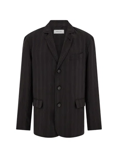 Ferragamo Single Breasted Blazer In Brown