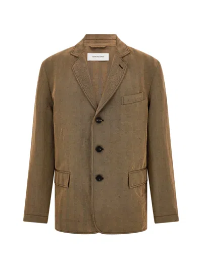 Ferragamo Single Breasted Blazer In Brown