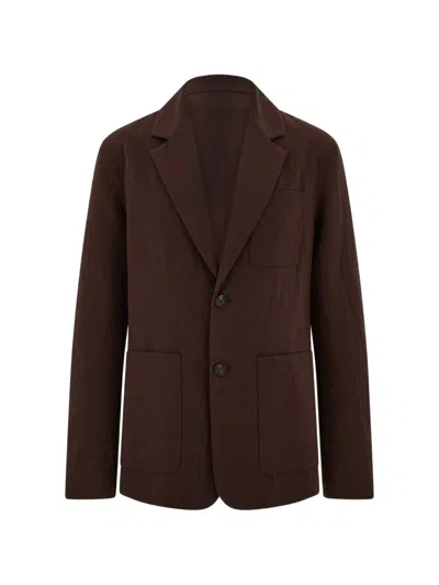 Ferragamo Single Breasted Blazer In Brown