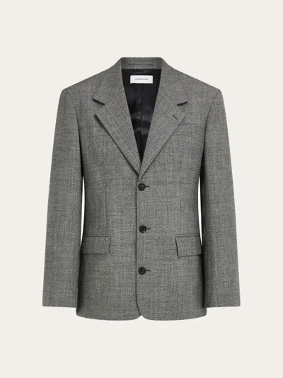 Ferragamo Single Breasted Blazer In Gray