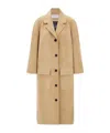 Ferragamo Single Breasted Suede Coat In Neutral