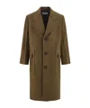 Ferragamo Melange Mud Wool Coat In Green