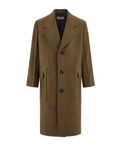 Ferragamo Single-breasted Coat In Green